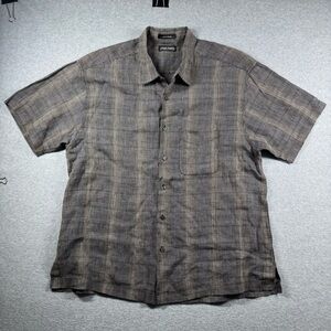 Vintage Casual Classics Lord & Taylor Pure Linen Shirt Size XL Houndstooth Check